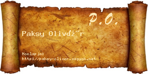 Paksy Olivér névjegykártya